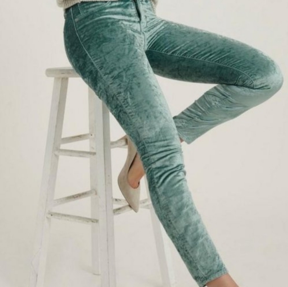 Lucky Seafoam Green Ava Skinny Velvet Crop Ankle Jeans - Picture 3 of 11